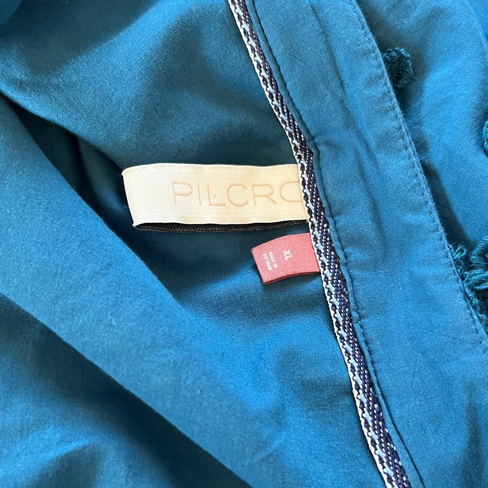 Anthropologie Pilcro Teal Button-Up with Embroidery size XL - Picture 3 of 7